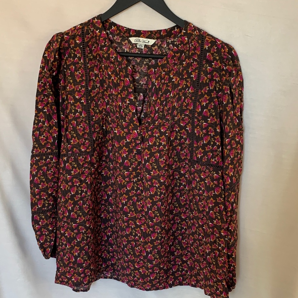 Pioneer Woman Black and Pink Floral Blouse XL